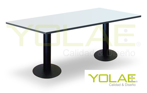 Mesa para Casino Color Blanco o Roble. Pedestal Metálico 500 mm.