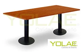 Mesa para Casino con Pedestal MetálicoColor Madera Cerezo6 Personas