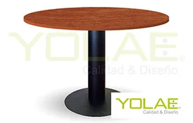 Mesa para Casino Redondacon Pedestal MetálicoColor Madera Cerezo5 Personas