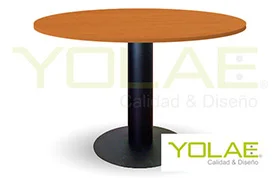 Mesa para Casino Redondacon Pedestal MetálicoColor Madera Peral5 Personas