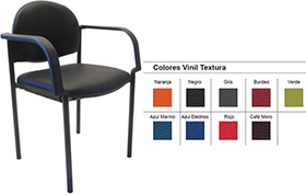 Silla 870 Respaldo y Asiento Tapiazado. Brazos Curvo
