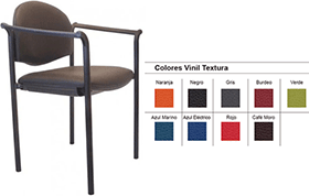 Silla 870 Respaldo y Asiento Tapiazado. Brazos Recto
